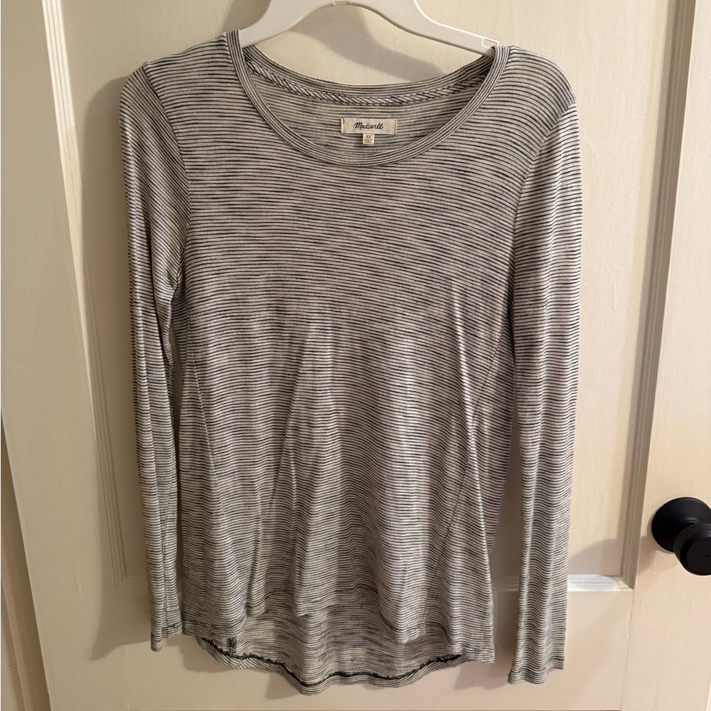Madewell Black and White Striped Long Sleeve Tee